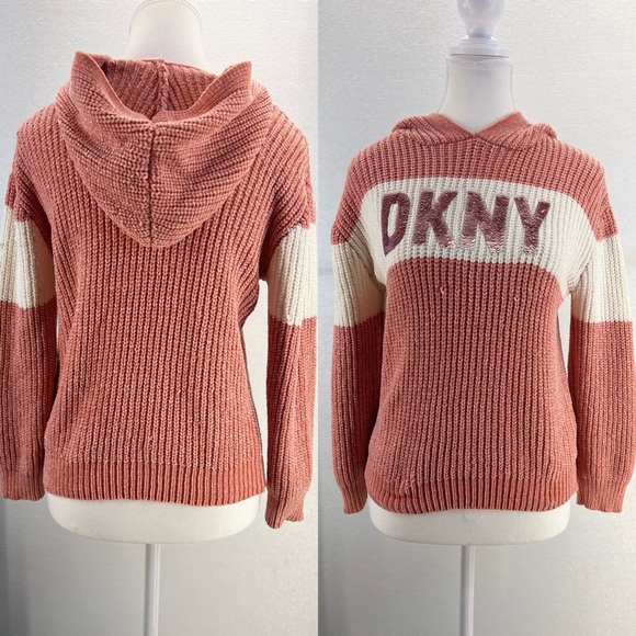DKNY Girls Pink Sweatshirt Hoodie knit SIZE LARGE - Picture 15 of 17